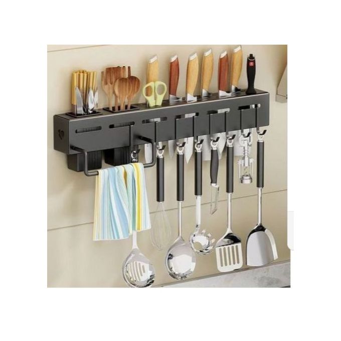 Wall Mounted Knife Cutlery Holder Rack With Hook
